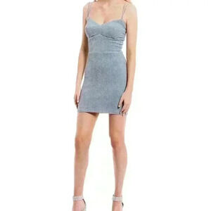 Xtraordinary NWT Metallic bodycon mini dress Dusty Blue Size 3 & 5